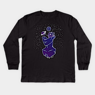 Galaxy Planets and Deep Thinking Kids Long Sleeve T-Shirt